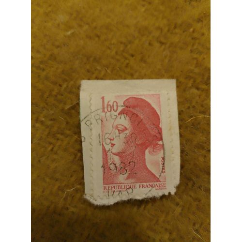 Timbre Oblitéré République Française 1,60 Marianne Liberté Rouge.