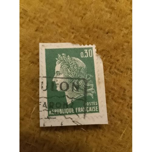 Timbre Oblitéré République Française 0,30 Marianne Vert.