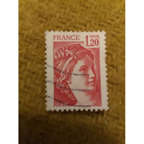 Timbre Oblitéré France 1,20 Sabine Rouge.