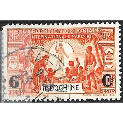 Indochine (Actuel Vietnam), Colonie Française 1931, Beau Timbre Yvert 148, Exposition Coloniale De Paris 90c. Orange, Avec Surcharge Noire "6 Cts", Oblitéré, Coin Sup. Gauche Abimé, Petit Prix.