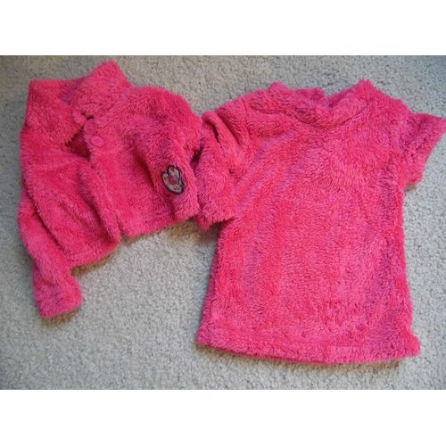 Ensemble Bébé Fille Robe &#43 Veste Matière Polaire Moumoute Taille 12 Mois Idée Cadeau