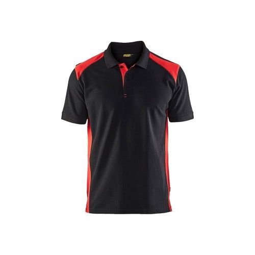 Polo de travail en coton piqué 3324 - Noir et rouge - XXL BLAKLADER