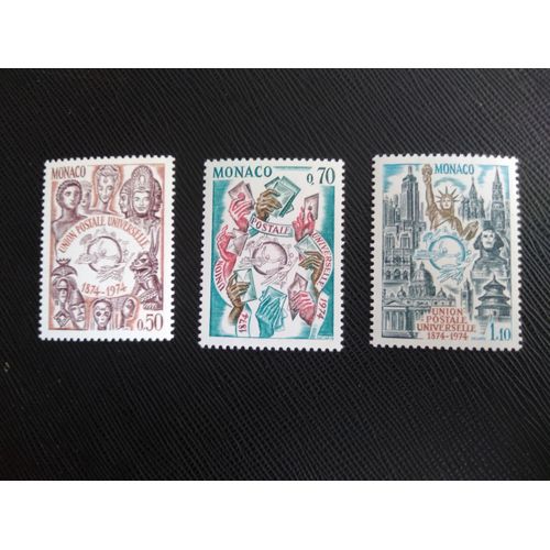 Timbre Monaco Y T 953 A 955 Série : U.P.U. (Union Postale Universelle), Centenaire 1974 (070509 )
