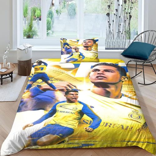 Ronaldo Al Nassr Cr Housse De Couette Enfant, Football Star Parure De Lit Single£¨Xcm£© En Microfibre Avec Fermeture ¨¦Clai Pour Enfant Avec Taie D'oreil