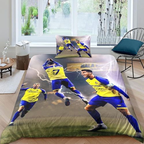 Cristiano Ronaldo Housse De Couette Enfant, Football Star Parure De Lit Single£¨Xcm£© En Microfibre Avec Fermeture ¨¦Clai Pour Fille Avec Taie D'oreiller