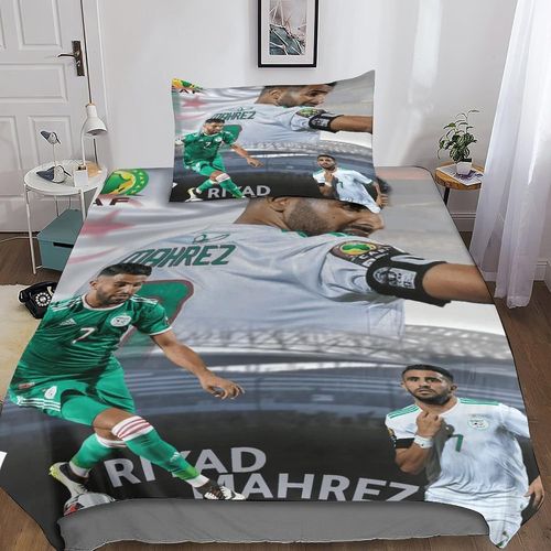 Riyad Mahrez Ensemble De Housses De Couettes En D Pour Enfants Et Adultes Pi¨¨Ces Football Stars Parure De Lit Avec Housse De Couette En Microfibre Ul