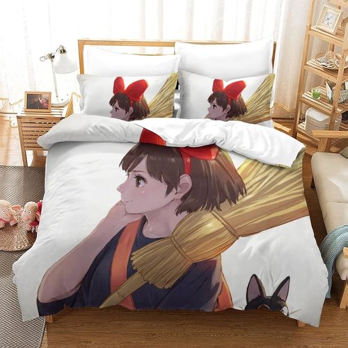 Kiki's Delivery Service Impression En D Housse De Couette£¬Couette Microfibre Avec Fermeture Eclair Enfants Adultes£¬Hayao Miyazaki Animated Films Ensem