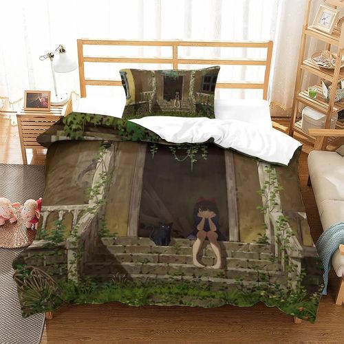 Kiki's Delivery Service Impression En D Sets De Housse De Avec Fermeture Eclair Couettes Hayao Miyazaki Animated Films Housse De Couette Microfibre £¬A