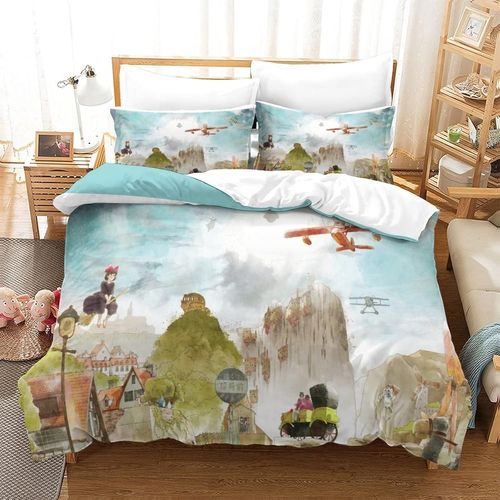 Kiki's Delivery Service Impression En D Housse De Couette£¬Couette Microfibre Avec Fermeture Eclair Enfants Adultes£¬Hayao Miyazaki Animated Films Ensem