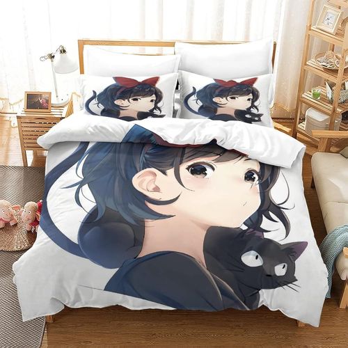 Kiki's Delivery Service Impression En D Housse De Couette£¬Couette Microfibre Avec Fermeture Eclair Enfants Adultes£¬Hayao Miyazaki Animated Films Ensem