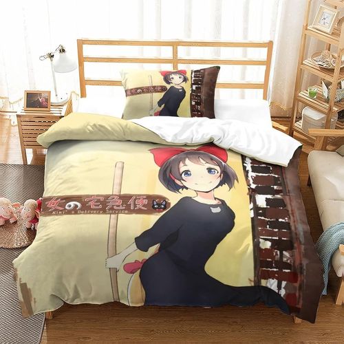 Kiki's Delivery Service Impression En D Sets De Housse De Avec Fermeture Eclair Couettes Hayao Miyazaki Animated Films Housse De Couette Microfibre £¬A