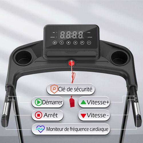 Tapis De Course Pliable Silencieux - Walking Pad 12 Km/H - Avec Affichage Led,App Et Tablet Holder - Noir