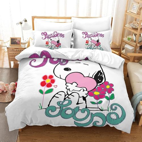 Snoopy Impression En D Sets De Housse De Avec Fermeture Eclair Couettes Cartoon Housse De Couette Microfibre £¬Adulte Gar? On Fille Nsemble£¬De Avec Tai