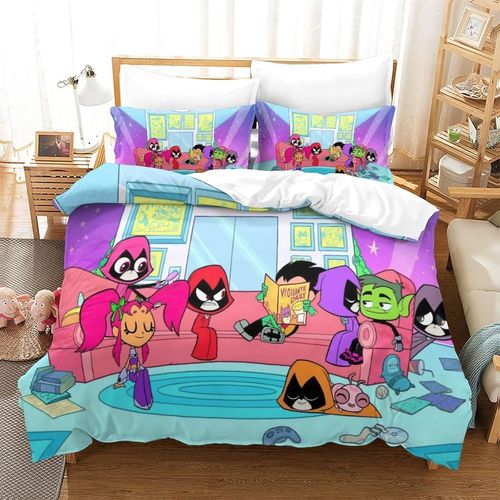 Teen Titans Go! Impression En D Sets De Housse De Avec Fermeture Eclair Couettes Anime Housse De Couette Microfibre £¬Adulte Gar? On Fille Nsemb