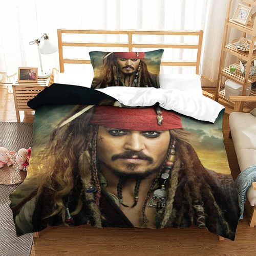 Pirates Of The Caribbean Impression En D Housse De Couette£¬Couette Microfibre Avec Fermeture Eclair Enfants Adultes£¬Johnny Depp Ensemble De Housse De