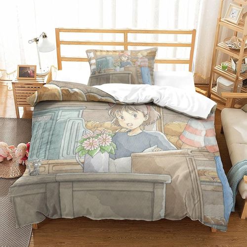 Kiki's Delivery Service Impression En D Sets De Housse De Avec Fermeture Eclair Couettes Hayao Miyazaki Animated Films Housse De Couette Microfibre £¬A