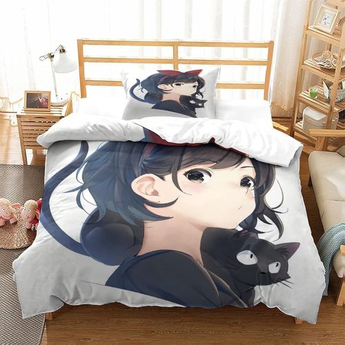 Kiki's Delivery Service Impression En D Housse De Couette£¬Couette Microfibre Avec Fermeture Eclair Enfants Adultes£¬Hayao Miyazaki Animated Films Ensem