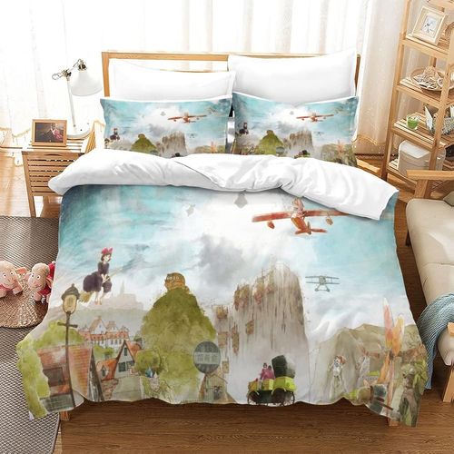 Kiki's Delivery Service Impression En D Housse De Couette£¬Couette Microfibre Avec Fermeture Eclair Enfants Adultes£¬Hayao Miyazaki Animated Films Ensem