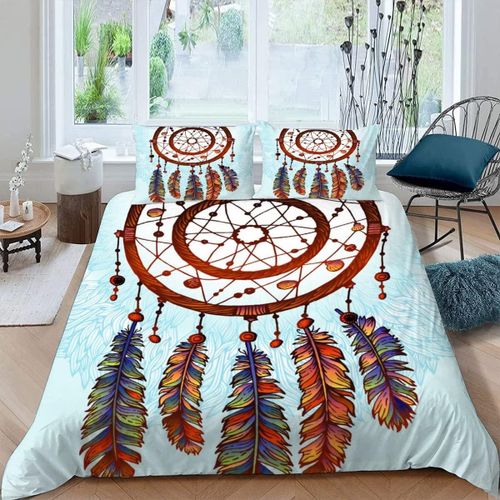 Parure De Lit Pour Enfant X Cm Attrape-Rêves Housse De Couette Coloré Plume Parure De Lit En Microfibre Ensemble De Literie + Taies D'oreiller