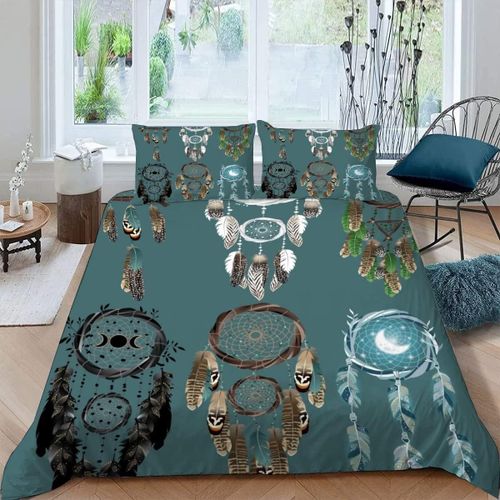 Parure De Lit Pour Adulte X Cm Attrape-Rêves Housse De Couette Coloré Plume Parure De Lit En Microfibre Ensemble De Literie + Taies D'oreiller