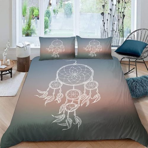 Parure De Lit Pour Adulte X Cm Attrape-Rêves Housse De Couette Coloré Plume Parure De Lit En Microfibre Ensemble De Literie + Taies D'oreiller