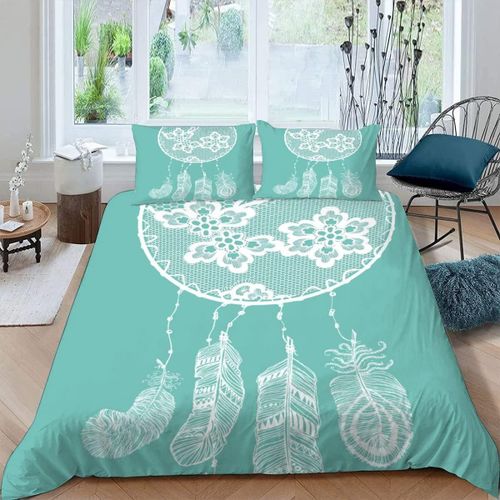 Housse De Couette X Cm Attrape-Rêves Coloré Plume Parure De Lit Adulte Avec Fermeture Eclaire Microfibre Ensemble De Literie + Taies D'oreille