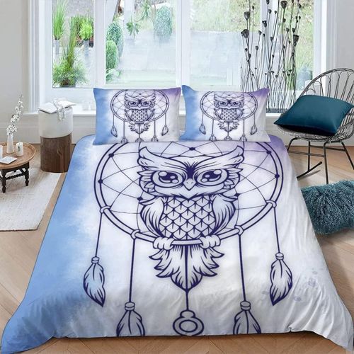Housse De Couette X Cm Attrape-Rêves Coloré Plume Parure De Lit En Léger Et Doux Personnes Avec Fermeture Éclair Et Taies D'oreiller X