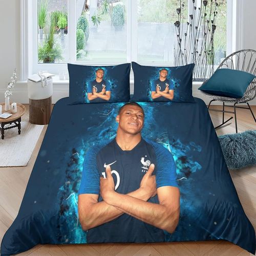Parure De Lit Mbappé Imprimé Housse De Couette Douce D Star Du Football Imprimé Literie En Microfibre Hypoallergique,Pour Adultes Enfants Fille