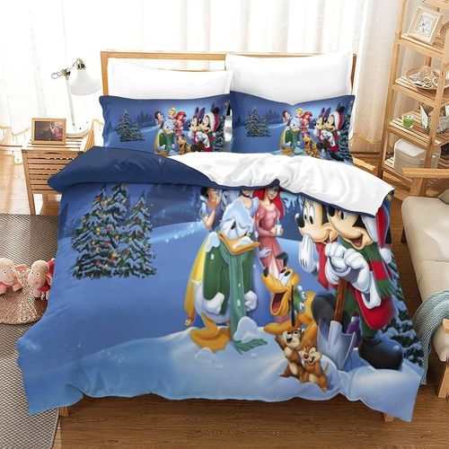 Parure De Lit Christmas Pour Enfants,Adultes - Disney Animation Housse De Couette Pour Chambre ¨¤ Coucher - En Microfibre Avec Taies D'oreiller Double£¨