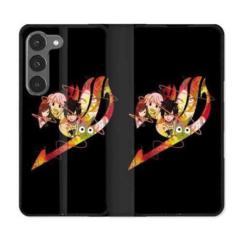 Housse Cuir Portefeuille Pour Samsung Galaxy A56 5g Manga Fairy Tail Logo Noir