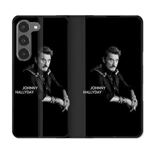 Housse Cuir Portefeuille Pour Samsung Galaxy A26 5g Musique Johnny Hallyday Noir