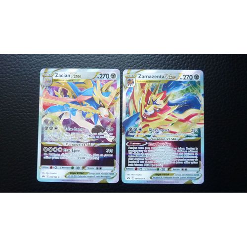 Zacian 096/159 Vstar Et Zamazenta 099/159 Vstar - Lot De 2 Cartes Pokemon Eb12.5 Zenith Supreme