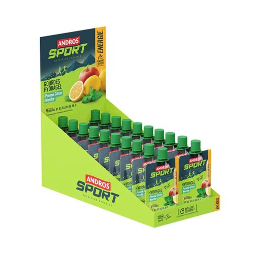 Gourdes Hydragel (20x90g)|Pomme Citron Menthe|Gels Énergétiques|Andros Sport 