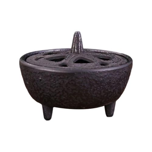 Bol à encens en fonte, décoration de maison, rond creux avec couvercle, ornement Antique, support de brûleur creux pour le jardin, Patio, méditation