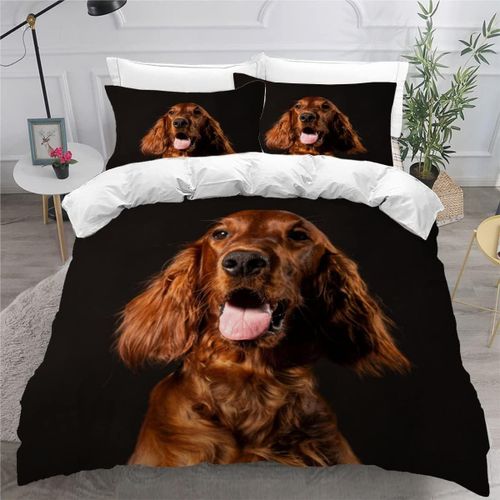 Pi¨¨Ces Parure De Lit Personnes Setter Irlandais Housse De Couette X Adultes Avec Fermeture ¨¦Clair Housse De Couette En Microfibre Chien De Co