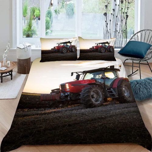 Housse De Couette X Tracteur Imprim¨¦ D Machines Agricoles Modernes Parure De Lit Personnes Adultes Hypoallergique Microfibre Literie Avec Ferm