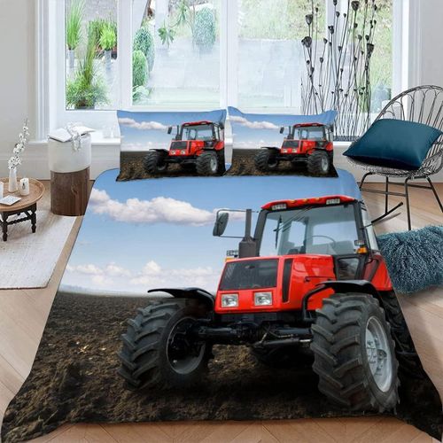 Housse De Couette Tracteur X Imprim¨¦ D Machines Agricoles Parure De Lit Personnes Hypoallergique Microfibre Literie Pi¨¨Ces Avec Fermeture ¨¦Cl
