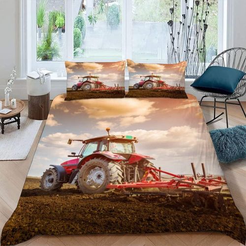 Pi¨¨Ces Parure De Lit Personnes Tracteur Housse De Couette X Adultes Avec Fermeture ¨¦Clair Housse De Couette En Microfibre Machines Agricoles