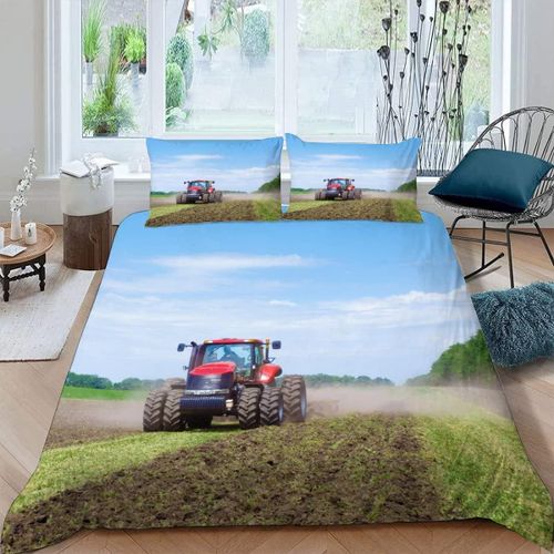 Pi¨¨Ces Parure De Lit Personnes Tracteur Housse De Couette X Adultes Avec Fermeture ¨¦Clair Housse De Couette En Microfibre Machines Agricoles