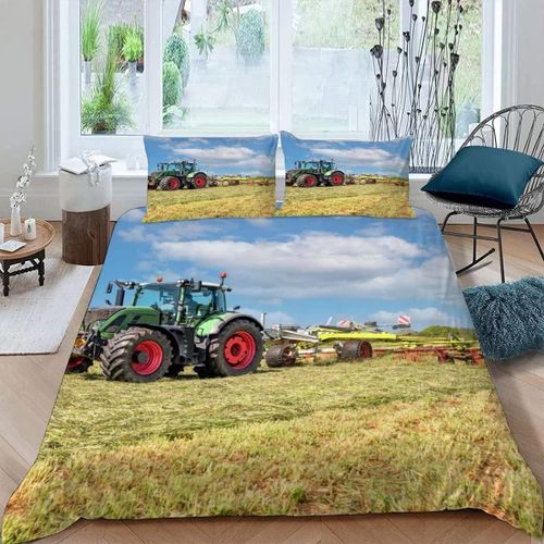 Housse De Couette X Tracteur Imprim¨¦ D Machines Agricoles Parure De Lit Personnes Adultes Hypoallergique Microfibre Literie Avec Fermeture ¨¦Cl