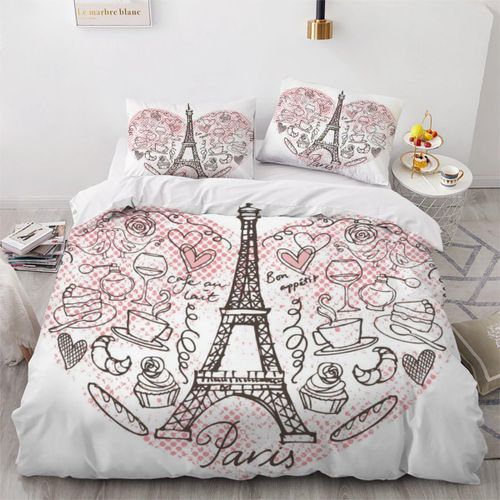 Housse De Couette Tour Eiffel X Imprim¨¦ D Paris Parure De Lit Personnes Hypoallergique Microfibre Literie Pi¨¨Ces Avec Fermeture ¨¦Clair Et Ta