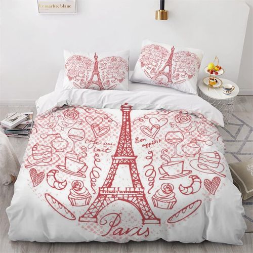 Tour Eiffel Housse De Couette X Imprim¨¦ D Paris Parure De Lit Personnes Adultes Enfants Microfibre Literie Pi¨¨Ces Avec Fermeture ¨¦Clair Et T