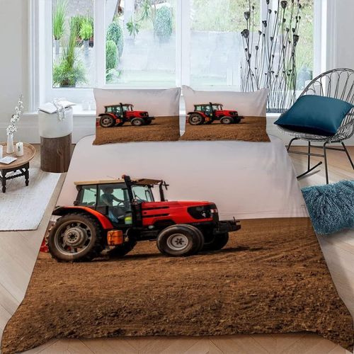 Housse De Couette X Tracteur Imprim¨¦ D Machines Agricoles Parure De Lit Personnes Adultes Hypoallergique Microfibre Literie Avec Fermeture ¨¦Cl
