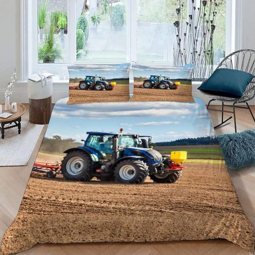 Pi¨¨Ces Parure De Lit Personnes Tracteur Housse De Couette X Adultes Avec Fermeture ¨¦Clair Housse De Couette En Microfibre Machines Agricoles