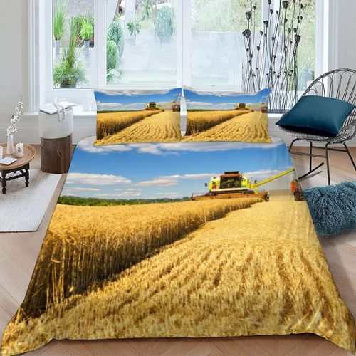Housse De Couette X Tracteur Imprim¨¦ D Machines Agricoles Parure De Lit Personnes Adultes Hypoallergique Microfibre Literie Avec Fermeture ¨¦Cl