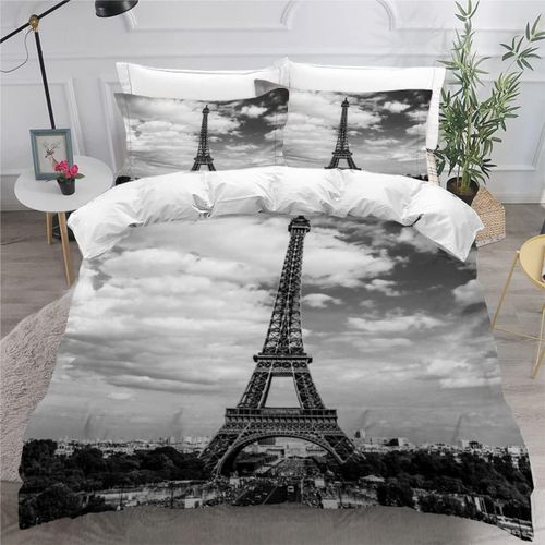 Housse De Couette X Tour Eiffel Paris Imprim¨¦ D Ancien Parure De Lit Personnes Adultes Hypoallergique Microfibre Literie Avec Fermeture ¨¦Clair