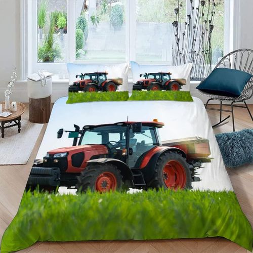 Housse De Couette Tracteur X Imprim¨¦ D Machines Agricoles Modernes Parure De Lit Personnes Hypoallergique Microfibre Literie Pi¨¨Ces Avec Ferm