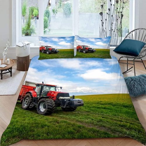 Housse De Couette X Tracteur Imprim¨¦ D Machines Agricoles Modernes Parure De Lit Personnes Adultes Hypoallergique Microfibre Literie Avec Fermeture ¨¦