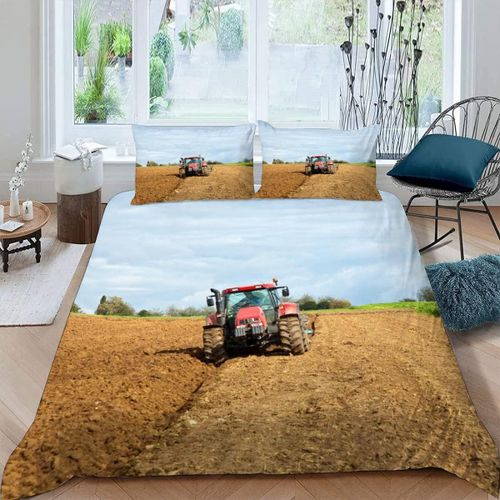 Pi¨¨Ces Parure De Lit Personnes Tracteur Housse De Couette X Adultes Avec Fermeture ¨¦Clair Housse De Couette En Microfibre Machines Agricoles