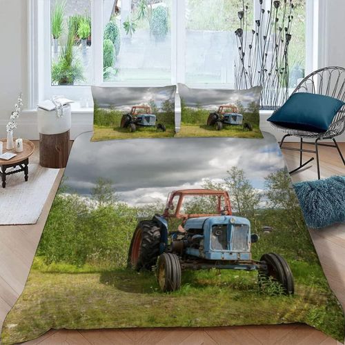 Housse De Couette Tracteur X Imprim¨¦ D Machines Agricoles Parure De Lit Personnes Hypoallergique Microfibre Literie Pi¨¨Ces Avec Fermeture ¨¦Cl
